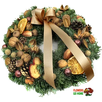 Vánoční dekorace ADVENTNÍ VĚNCE Věnec na dveře bronzový Průměr: 25cm