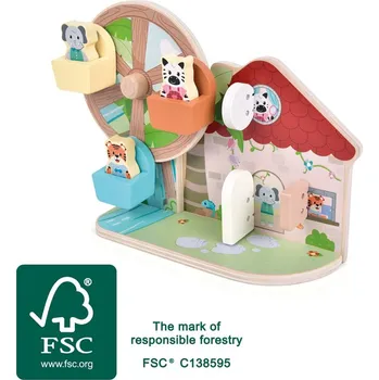 Dřevěná hračka small foot Motorická hračka s ruským kolem Přátelé z džungle