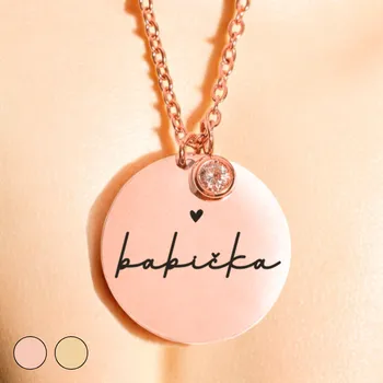 Náhrdelník Ahome CZ Luxusní Náhrdelník - Medailonek na řetízku se zirkonem - Babička Vyberte barvu: Rose gold