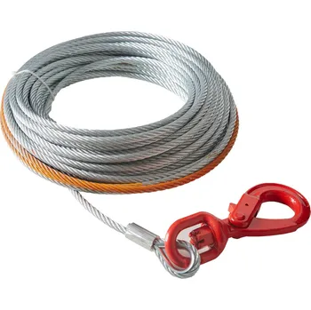 Vevor Pozinkovaný kabel pro naviják 9.5 mm × 30.5 m 6895 kg s otočným hákem
