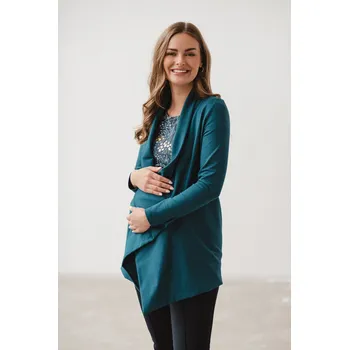 Těhotenský svetr Těhotenský kardigan Mama Wrap – modrý petrolej, bavlněný Velikost: S
