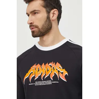 Pánské tričko Bavlněné tričko s dlouhým rukávem adidas Originals Flames IS0206 černá 99X, vel. L