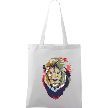 Nákupní taška Hlava lva kreslená jednoduchá - Taška bavlněná - 42 x 38 cm ( Bílá )