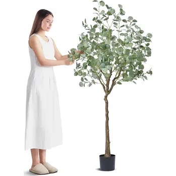 umělá květina Vevor Umělý eukalyptový strom 1.8 m, pe materiál, proti převrácení