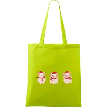 Vánoční prasátka - Taška bavlněná - 42 x 38 cm ( Limetková )