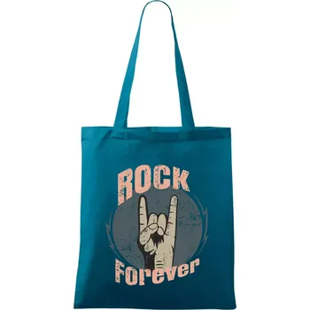 Rock forever ruka - Taška bavlněná - 42 x 38 cm ( Petrolejová )