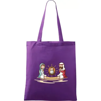 Ježíšek v jesličkách - Taška bavlněná - 42 x 38 cm ( Fialová )