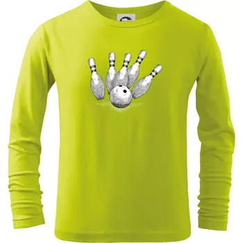 Dětská móda Bowling kresba - Triko dětské Long Sleeve - 146 cm/10 let ( Limetková )