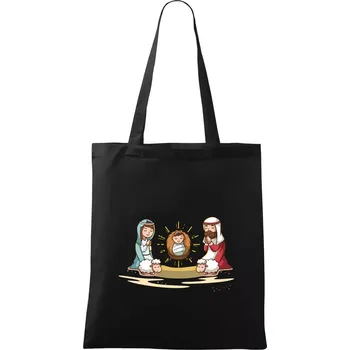 Nákupní taška Ježíšek v jesličkách - Taška bavlněná - 42 x 38 cm ( Černá )