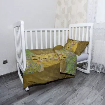 Povlečení Sablio Mikroplyšové dětské povlečení do postýlky Polibek - Gustav Klimt - 120x90 / 40x60