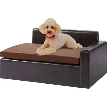 Pelíšek pro psa Vevor Psí pohovka pro střední psy a kočky, měkká kůže, 110 lbs, černá