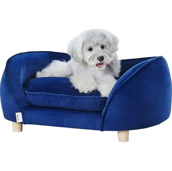 Pelíšek pro psa Vevor Pohovka pro psa a kočku, střední sametová, nosnost 81 lbs, tmavě modrá