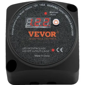 Vevor Duální izolátor baterií 12V 140Amp, manuální/auto režim vsr s lcd