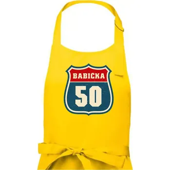 Kuchyňská zástěra Babička 50 - Dámská zástěra na vaření - Univerzální velikost ( Žlutá )