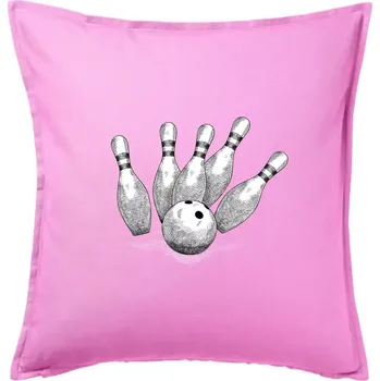 Polštář Bowling kresba - Polštář 50x50 - 50x50 - Pouze potah ( Růžová )