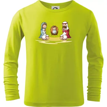 Dětská móda Ježíšek v jesličkách - Triko dětské Long Sleeve - 146 cm/10 let ( Limetková )