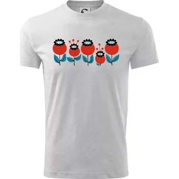 Retro hrnek - mák - Tričko dětské bavlněné - 98 cm / 2 roky ( Světlešedý Melír )