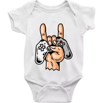 Gamer - gamepad paroháč - Body kojenecké s krátkým rukávem - Krátký r. 18-24 měs ( Bílá )