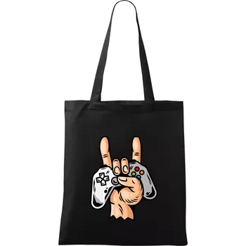 Nákupní taška Gamer - gamepad paroháč - Taška bavlněná - 42 x 38 cm ( Černá )