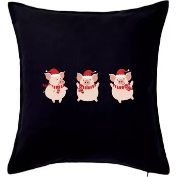 Polštář Vánoční prasátka - Polštář 50x50 - 50x50 - Pouze potah ( Černá )