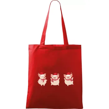 Nákupní taška Vánoční prasátka - Taška bavlněná - 42 x 38 cm ( Červená )