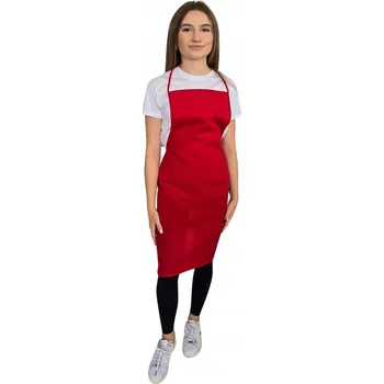 Kuchyňská zástěra Lehká tenká kuchyňská zástěra s kapsou – červená