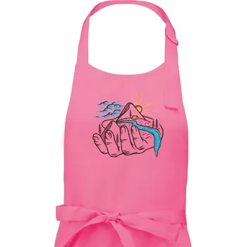 Kuchyňská zástěra Hory jako na dlani - Dámská zástěra na vaření - Univerzální velikost ( Růžová )