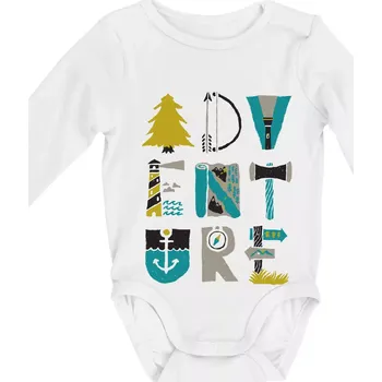 Kojenecký body Adventure font - Body kojenecké s dlouhým rukávem - Dlouhý r. do 3 měs ( Bílá )