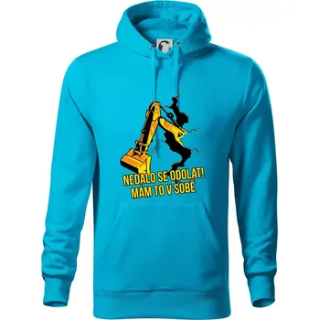 Pánská mikina Nedalo se odolat, mám to v sobě bagr - Mikina pánská Cape s kapucí - 3XL ( Světlý tyrkys )