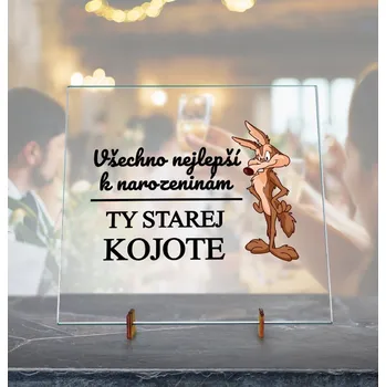 Žertovný předmět Ahome CZ Dekorační skleněná deska - Kojot