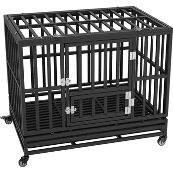 klec pro psa Vevor Klec 38 inch, 3 dveře, kolečka se zámkem, podnos střední/velké psy
