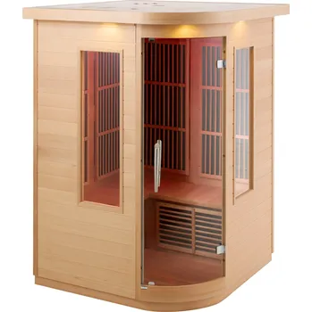 Sauna Vevor Infračervená dřevěná sauna pro 2 osoby, 1850W, kalené dveře, Bluetooth