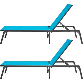Zahradní lehátko Vevor Polohovací hliníkové zahradní lehátko 5 poloh, sklápěcí, modré, 2 ks