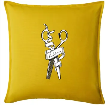 Polštář Kadeřnice nůžky a hřeben - Polštář 50x50 - 50x50 - Pouze potah ( Žlutá )