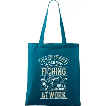 Fishing at work - Taška bavlněná - 42 x 38 cm ( Petrolejová )