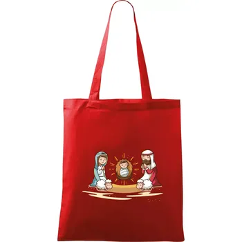 Ježíšek v jesličkách - Taška bavlněná - 42 x 38 cm ( Červená )