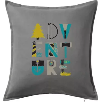 Polštář Adventure font - Polštář 50x50 - 50x50 - Pouze potah ( Tmavě šedý melír )