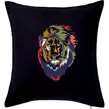 Polštář Hlava lva kreslená jednoduchá - Polštář 50x50 - 50x50 - Pouze potah ( Černá )