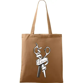 Kadeřnice nůžky a hřeben - Taška bavlněná - 42 x 38 cm ( Cappuccino )