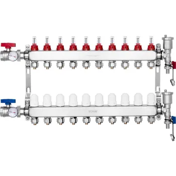 rozdělovač topení Vevor Rozdělovač podlahového vytápění 10 větví pro pex 1.27 cm