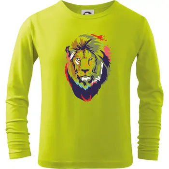 Dětská móda Hlava lva kreslená jednoduchá - Triko dětské Long Sleeve - 134 cm/8 let ( Limetková )