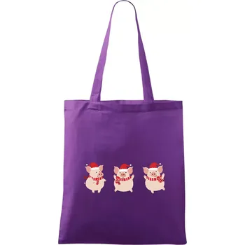 Vánoční prasátka - Taška bavlněná - 42 x 38 cm ( Fialová )