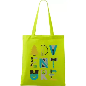Adventure font - Taška bavlněná - 42 x 38 cm ( Limetková )