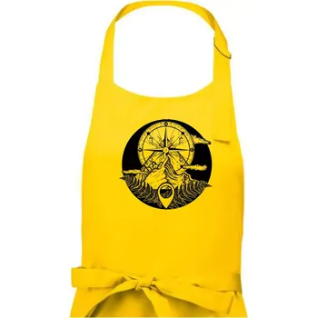 Kuchyňská zástěra Cestování - hory kompas - Dámská zástěra na vaření - Univerzální velikost ( Žlutá )