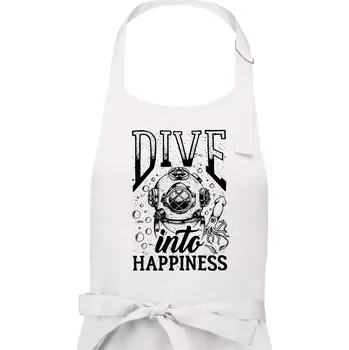 Kuchyňská zástěra Dive into happinness - Dámská zástěra na vaření - Univerzální velikost ( Bílá )