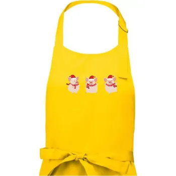 Kuchyňská zástěra Vánoční prasátka - Dámská zástěra na vaření - Univerzální velikost ( Žlutá )