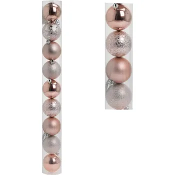 Vánoční ozdoba Ozdoba závesná guľa 6cm sada 9ks plast bledoružová mix