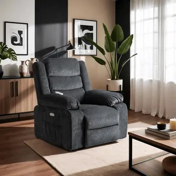 Křeslo Rozkládací křeslo Mebel Elite šedé, elektrické, masážní, s podnožkou