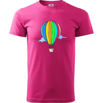 Pánské tričko Horkovzdušný balon v oblacích - Klasické pánské triko vyšší gramáže - S ( Purpurová )