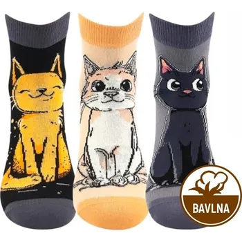 Pánské ponožky Ponožky BOMA dámské letní MICKA 01 s kočkami MIX A - 3 páry Velikosti ponožek: 39-42